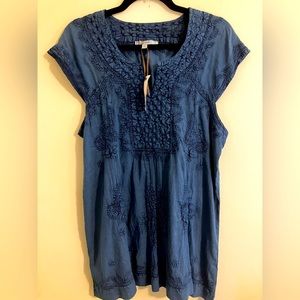 Boho Blue Short Sleeved Shirt
